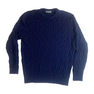 DANIEL CREMIEUX Signature Crew Cable Sweater‎ Mens Blue L